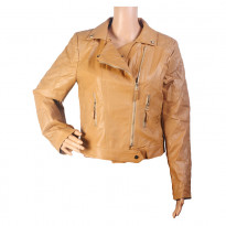 Emwest Brown Faux Leather Jacket for Women 103010014001066