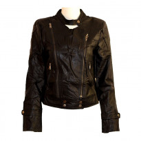 Emwest Black Faux Leather Jacket for Women 103010014001078