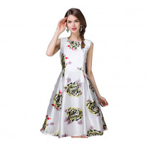 Eva White D-54 Eva White Midi Dress for Party & Wedding