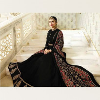 Zeros Bangladesh Black Georgette Embroidered Unstitched Dress (VR 7177)