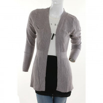 Gentle Park Chest Double Pocket Grey Colored Full Sleeve Ladies Sweater (0601853018)