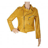 Emwest Golden Faux Leather Jacket for Women (103010014001052)
