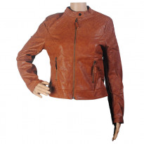 Emwest Dark Brown Faux Leather Jacket for Women 103010014001070