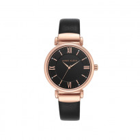Anne Klein Rose Gold tone and Black Leather Ladies Strap Watch (AK/2666RGBK)