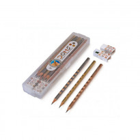 Doms Groove Slim Triangle Pencils 100Pcs with Free 10 Eraser and 10 Sharpener