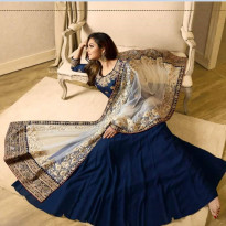 Zeros Bangladesh Blue Georgette Embroidered Unstitched Dress (LTR 1707)