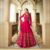 Zeros Bangladesh Majenta Georgette Embroidered Unstitched Dress (LTR 2306)