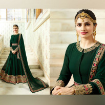 Zeros Bangladesh Green Georgette Embroidered Unstitched Dress (Prachi 7173)