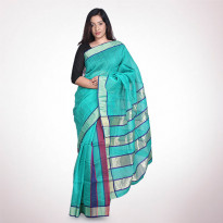 Monipuri Silk Saree (Agni 005) - Cyan Color