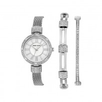 Anne Klein Silver Stainless-Steel Japanese Quartz Fashion Ladies Watch (AK/2845SVST)