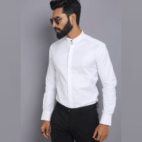 White Band Collar Shirt for Men (Bandcollarmetal)