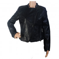 Emwest Black Faux Leather Jacket for Women 103010014001079