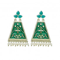 Green Meenakari Jhumka Flower Design (CE004)