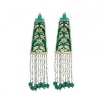 Green Meenakari Jhumka Peacock Design (CE007)