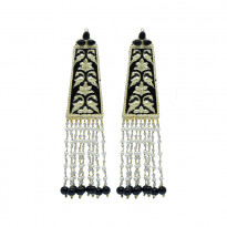 Black Meenakari Jhumka Peacock Design (CE009)
