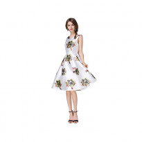 Eva White D-54 Eva White Midi Dress for Party & Wedding