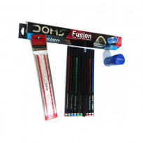 Doms Fusion X-Tra Super Dark Pencils 100pcs With Free 10 Eraser 10 Sharpner and 10 Ruler