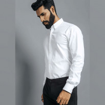 White Hidden Button Down Shirt for Men (Hiddenbutton)