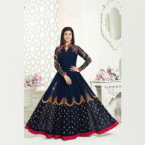 Zeros Bangladesh Blue Georgette Embroidered Unstitched Dress (J 1842)