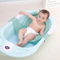 Baby Bath Seat Support Net, Newborn Double Sling Safety Bathing Shower Bed Pillow-Blue