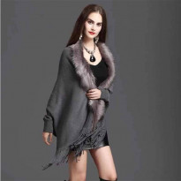 Ladies stylish Warmable soft sweater and shawl - Ash