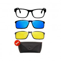 3 in 1 Magic Vision Stylish Sunglass with Quick Change Magnet Lenses (Night Vision)