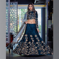 Zeros Bangladesh Embroidered Dhupian silk Party Lehenga Choli (Party 3252) - Unstitched/Semi-stitched