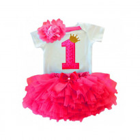 1 Year Baby Girl Red Doted Princess Girls Dress