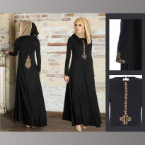 Zeros Bangladesh Black Embroidered Abaya for Women (Abaya 801) - Semi Ready