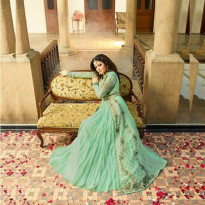 Zeros Bangladesh Light Pest Georgette Embroidered Unstitched Gown with Long Koti (ZRS 2032)