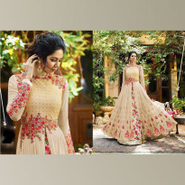 Zeros Bangladesh Brown Georgette Embroidered Dress for women (zubeda 50001) - Unstitched/Semi-stitched
